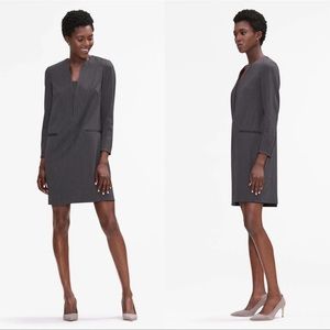 MM LaFleur Alice Dress Charcoal Gray Long Sleeve Split Neck Tailored sz 10